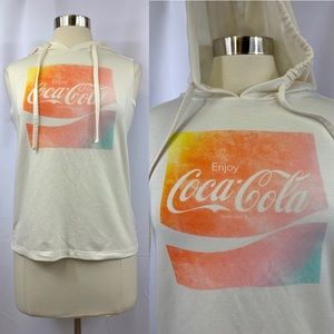 Coca-Cola Cream Color Sleeveless Hooded Top Size M